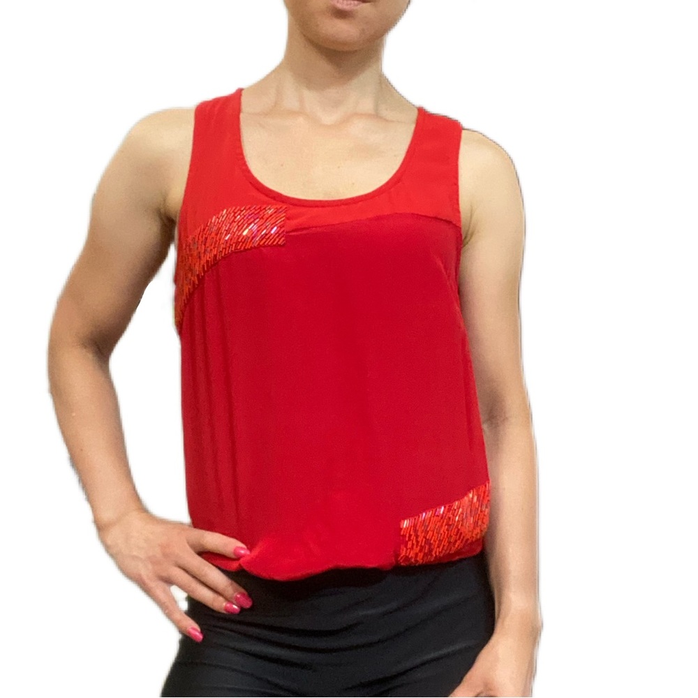 MM Couture by Miss Me Red 100% Silk Tank Top